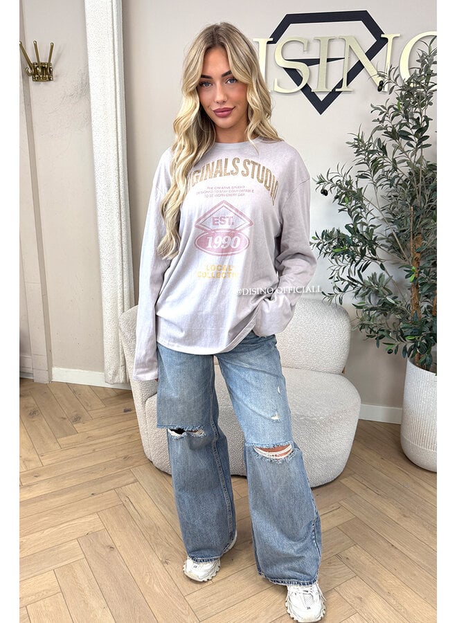 TAUPE - 'HAILEY LONGSLEEVE' - OVERSIZED ORIGINALS STUDIO LONGSLEEVE TOP