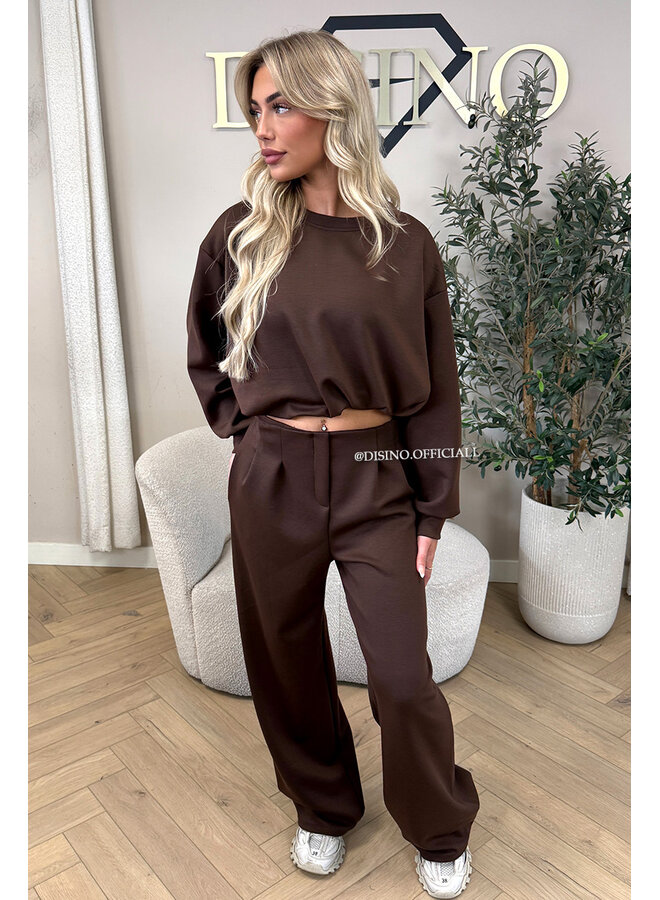 CHOCO - 'ALBA SET' - OVERSIZED CROPPED SWEATER + PANTS TWO PIECE SET
