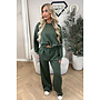 ARMY GREEN - 'ALBA SET' - OVERSIZED CROPPED SWEATER + PANTS TWO PIECE SET