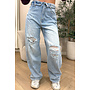 LIGHT BLUE - 'LISBOA JEANS' - STRETCH DESTROYED FOLDED JEANS