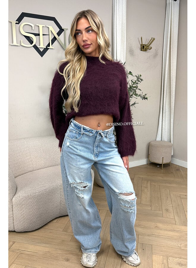 BURGUNDY - 'NORELLA KNIT' - OVERSIZED FLUFFY MOHAIR KNIT