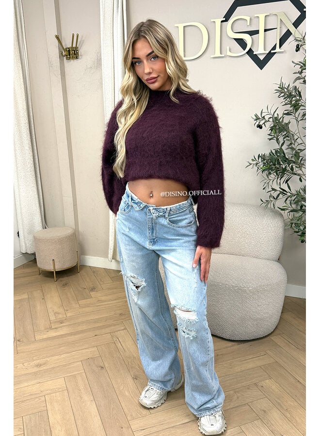 BURGUNDY - 'NORELLA KNIT' - OVERSIZED FLUFFY MOHAIR KNIT