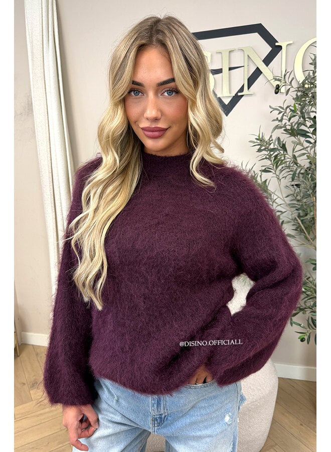 BURGUNDY - 'NORELLA KNIT' - OVERSIZED FLUFFY MOHAIR KNIT