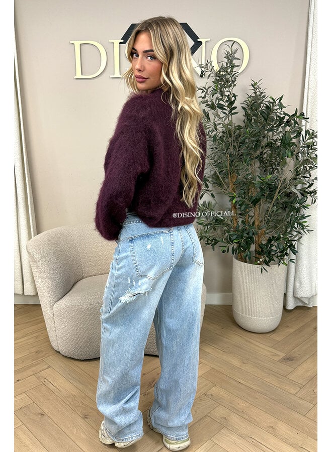 BURGUNDY - 'NORELLA KNIT' - OVERSIZED FLUFFY MOHAIR KNIT