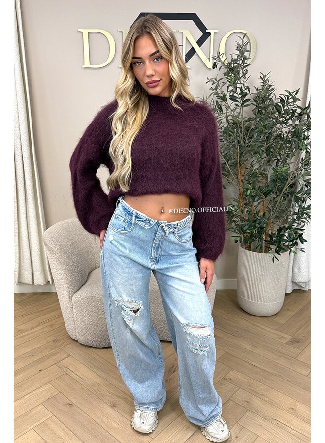 BURGUNDY - 'NORELLA KNIT' - OVERSIZED FLUFFY MOHAIR KNIT
