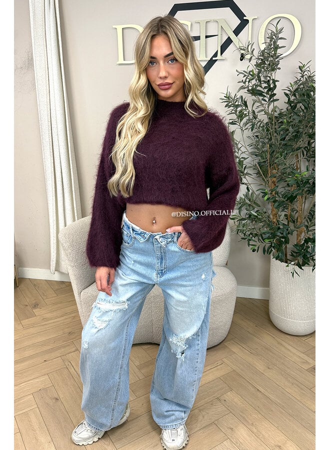 BURGUNDY - 'NORELLA KNIT' - OVERSIZED FLUFFY MOHAIR KNIT