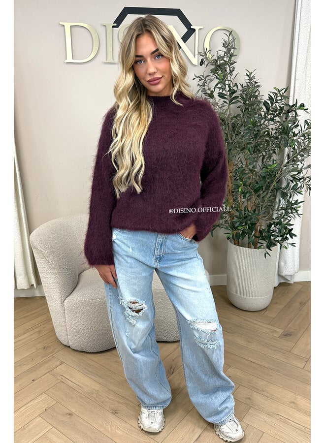 BURGUNDY - 'NORELLA KNIT' - OVERSIZED FLUFFY MOHAIR KNIT