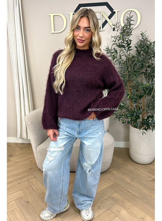BURGUNDY - 'NORELLA KNIT' - OVERSIZED FLUFFY MOHAIR KNIT