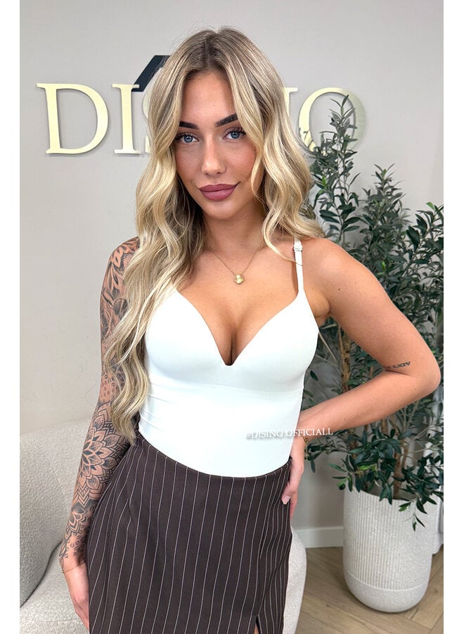WHITE - 'NATHALIE BODYSUIT' - CLASSY SHAPING SEAMLESS BODYSUIT