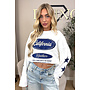 WHITE/BLUE - 'CALIFORNIA HUSTLER' - OVERSIZED LONGSLEEVE TOP