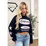 NAVY/PINK - 'CALIFORNIA HUSTLER' - OVERSIZED LONGSLEEVE TOP