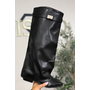 BLACK - 'LEATHER STEFFI BOOTS' - VIRAL SHORT SHARK BOOTS
