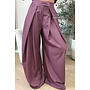 BURGUNDY - 'CHECKED AVELINE PANTS' - HIGH WAIST PALAZZO PLEATED WIDE LEG PANTALON