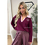 BURGUNDY – ‘AUBREY KNIT’ – SPORTY CONTRAST COLLAR VARSITY KNIT