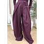 BURGUNDY - 'AVELINE PANTS' - HIGH WAIST PALAZZO PLEATED WIDE LEG PANTALON