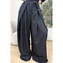 BLACK - 'AVELINE PANTS' - HIGH WAIST PALAZZO PLEATED WIDE LEG PANTALON