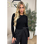 BLACK - 'LIZA TOP' - PREMIUM SOFT GOLD BUTTON SLEEVE TOP