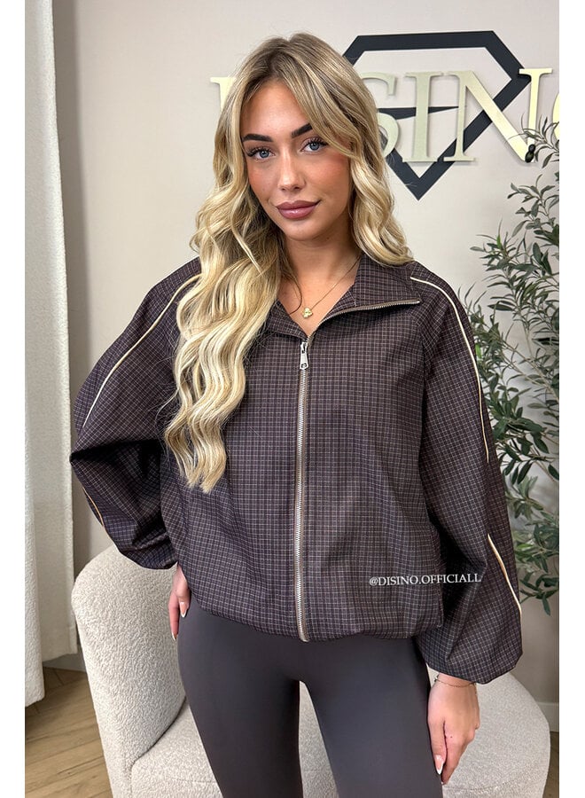 TAUPE – ‘SORENZA JACKET’ – PREMIUM QUALITY CHECKED WINDBREAKER JACKET