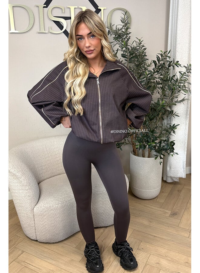TAUPE – ‘SORENZA JACKET’ – PREMIUM QUALITY CHECKED WINDBREAKER JACKET