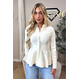 ECRU – ‘VERONIQUE CARDIGAN’ – PREMIUM QUALITY PEPLUM BUTTON-UP KNIT