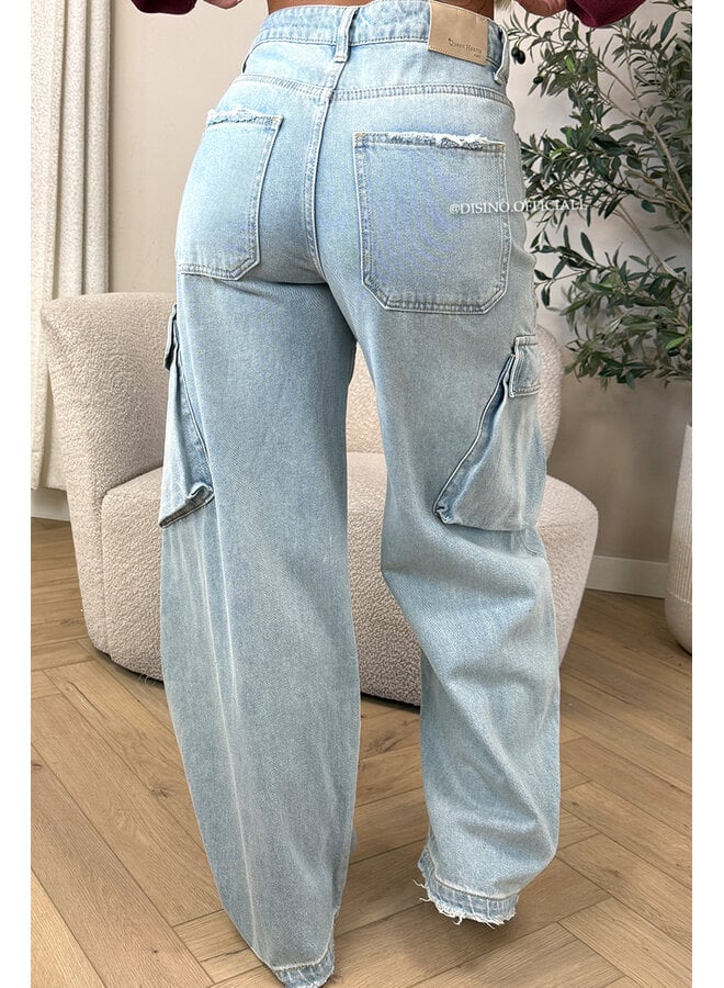 LIGHT BLUE – ‘OSAKA JEANS’ – UTILITY POCKET BAGGY JEANS