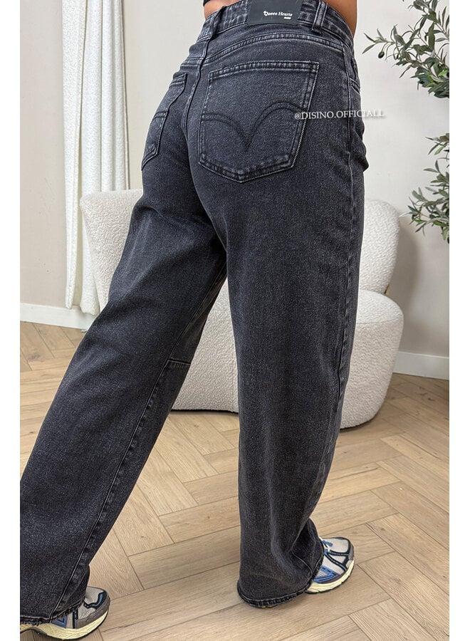 BLACK - 'WALES JEANS' - STRETCH VIRAL BALLOON LEG JEANS