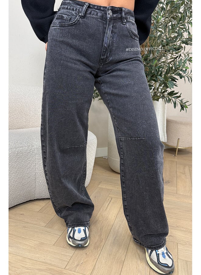 BLACK - 'WALES JEANS' - STRETCH VIRAL BALLOON LEG JEANS