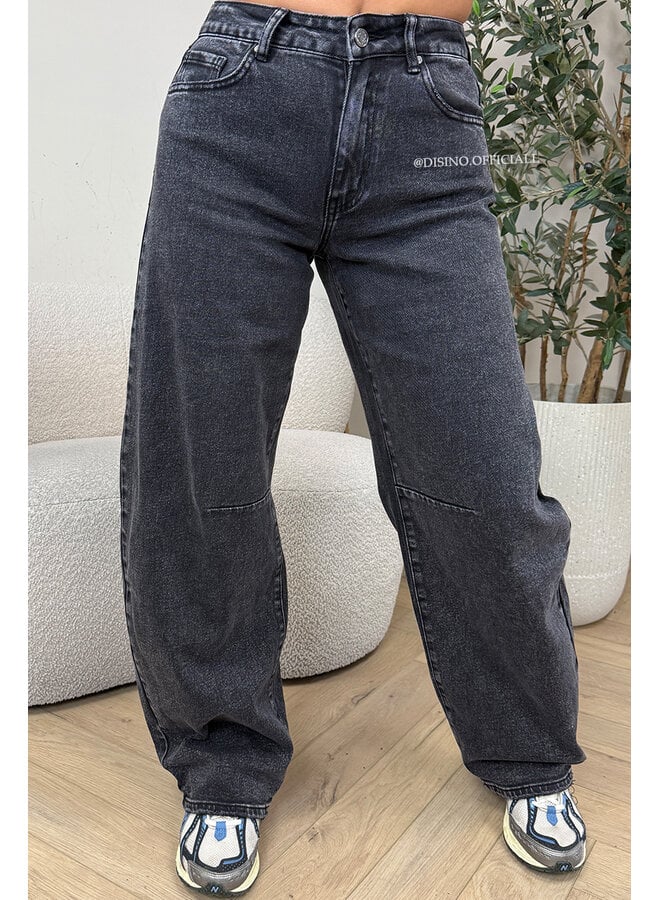 BLACK - 'WALES JEANS' - STRETCH VIRAL BALLOON LEG JEANS
