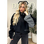BLACK - 'NENA BOMBER' - OVERSIZED BOMBER CHECK DETAIL JACKET