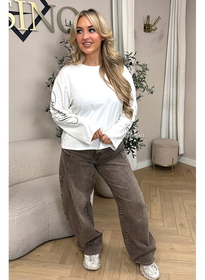 WASHED TAUPE - 'BALLOON CARGO JEANS' - STRETCH VIRAL BALLOON LEG JEANS