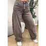 WASHED TAUPE - 'BALLOON CARGO JEANS' - STRETCH VIRAL BALLOON LEG JEANS