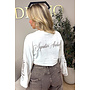 WHITE - 'SIGNATURE LONGSLEEVE' - PRINTED SLEEVES LONGSLEEVE TOP
