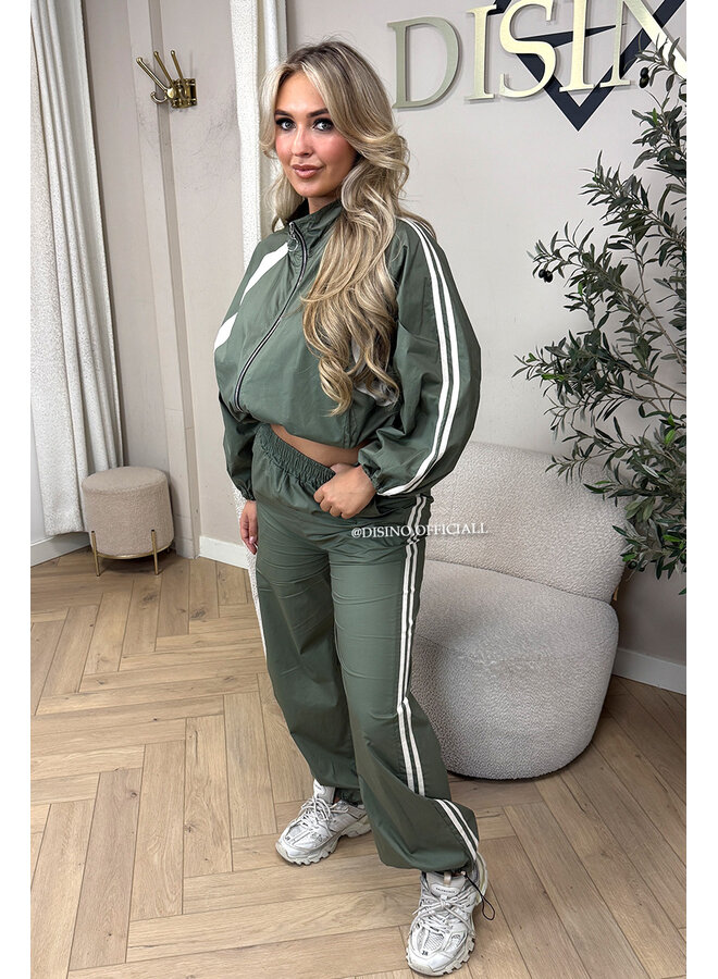 GREEN - 'ALEXIS SET' - STRIPED JOGGER + JACKET SET