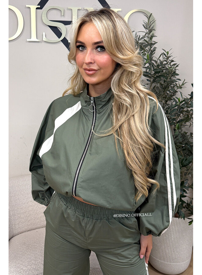 GREEN - 'ALEXIS SET' - STRIPED JOGGER + JACKET SET