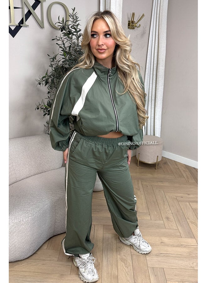 GREEN - 'ALEXIS SET' - STRIPED JOGGER + JACKET SET