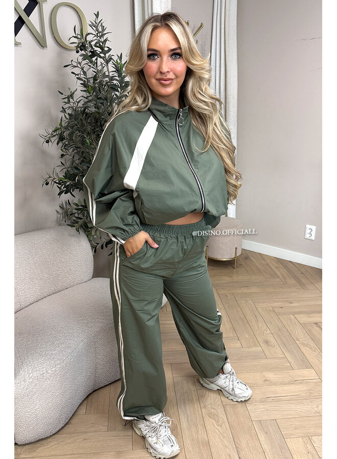 GREEN - 'ALEXIS SET' - STRIPED JOGGER + JACKET SET