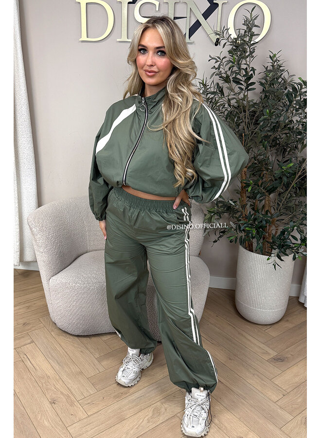 GREEN - 'ALEXIS SET' - STRIPED JOGGER + JACKET SET