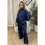 NAVY BLUE - 'CHECKED ZAHRA SET' - SPORTY STRIPES TRACK JACKET + JOGGER SET