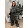 KHAKI GREEN - 'CHECKED ZAHRA SET' - SPORTY STRIPES TRACK JACKET + JOGGER SET