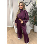 BURGUNDY - 'CHECKED ZAHRA SET' - SPORTY STRIPES TRACK JACKET + JOGGER SET