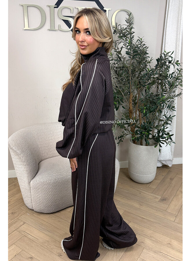 CHOCO - 'CHECKED ZAHRA SET' - SPORTY STRIPES TRACK JACKET + JOGGER SET