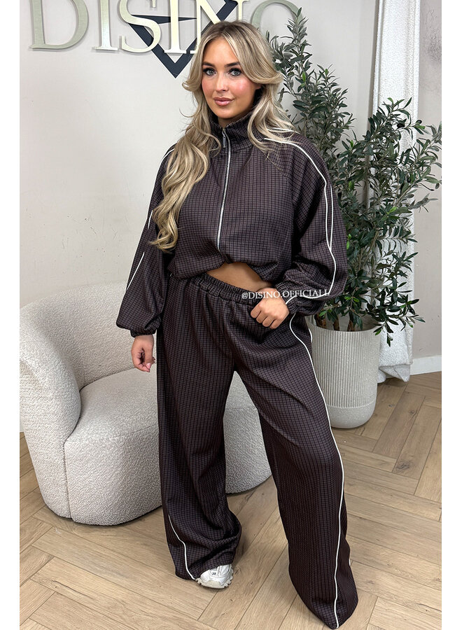 CHOCO - 'CHECKED ZAHRA SET' - SPORTY STRIPES TRACK JACKET + JOGGER SET