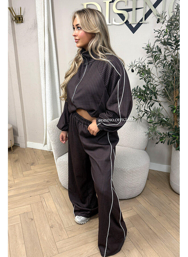 CHOCO - 'CHECKED ZAHRA SET' - SPORTY STRIPES TRACK JACKET + JOGGER SET