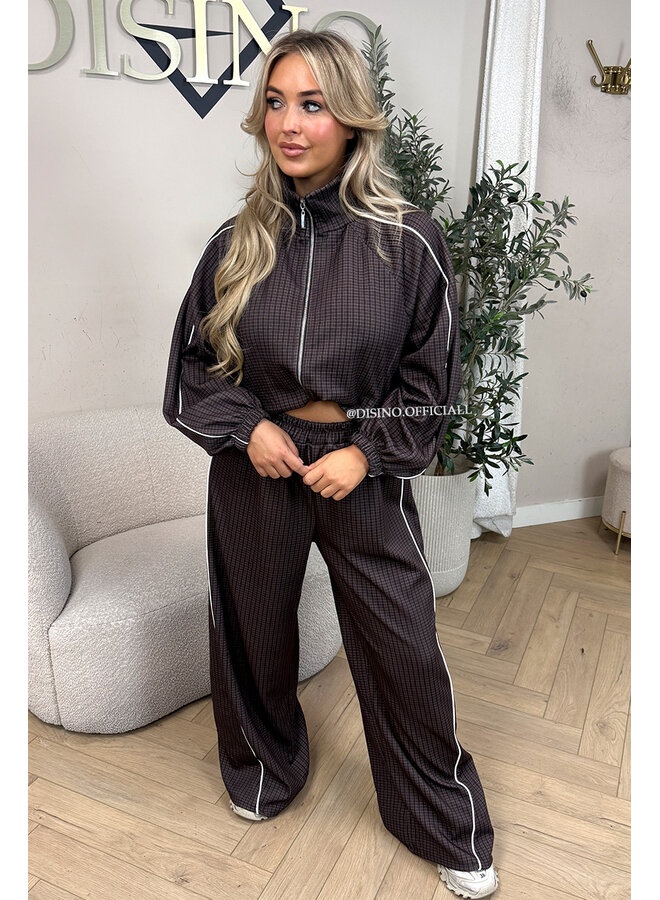 CHOCO - 'CHECKED ZAHRA SET' - SPORTY STRIPES TRACK JACKET + JOGGER SET