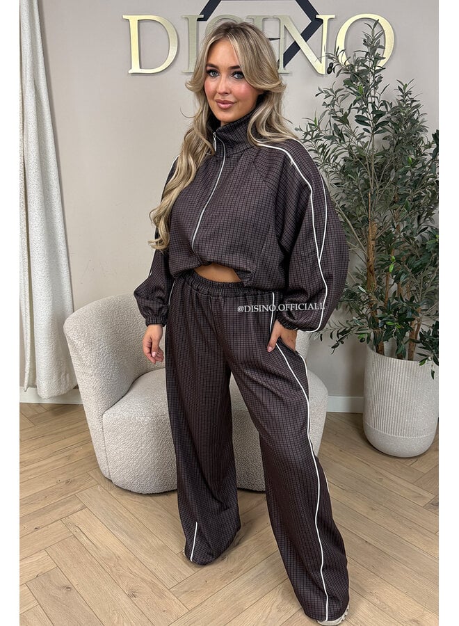 CHOCO - 'CHECKED ZAHRA SET' - SPORTY STRIPES TRACK JACKET + JOGGER SET