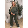 OLIVE GREEN – ‘MAURA SET’ – BATWING TOP + WIDE LEG TROUSERS SET