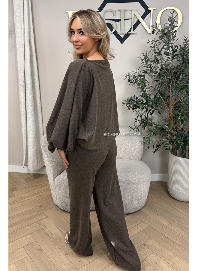 CHOCO – ‘MAURA SET’ – BATWING TOP + WIDE LEG TROUSERS SET