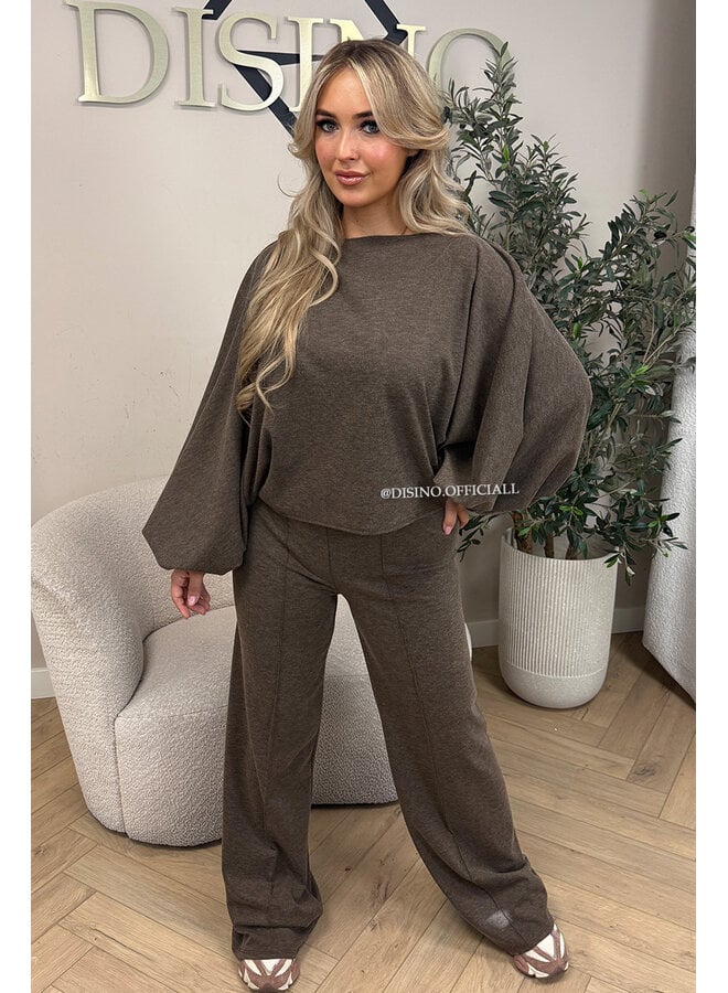 CHOCO – ‘MAURA SET’ – BATWING TOP + WIDE LEG TROUSERS SET