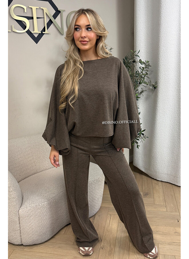 CHOCO – ‘MAURA SET’ – BATWING TOP + WIDE LEG TROUSERS SET