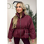 BURGUNDY – ‘JUNIA JACKET’ – DRAWSTRING WAIST PUFFER JACKET